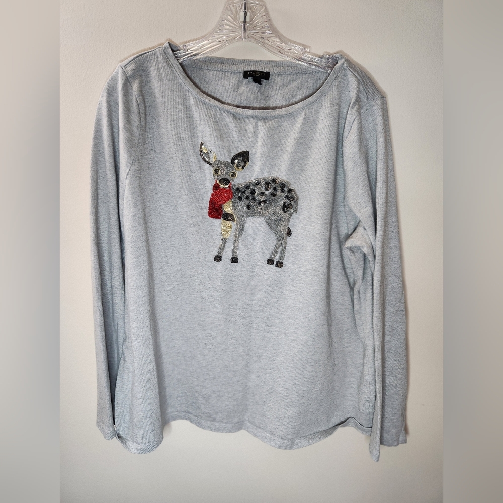 Talbots Heather Gray Reindeer Shirt